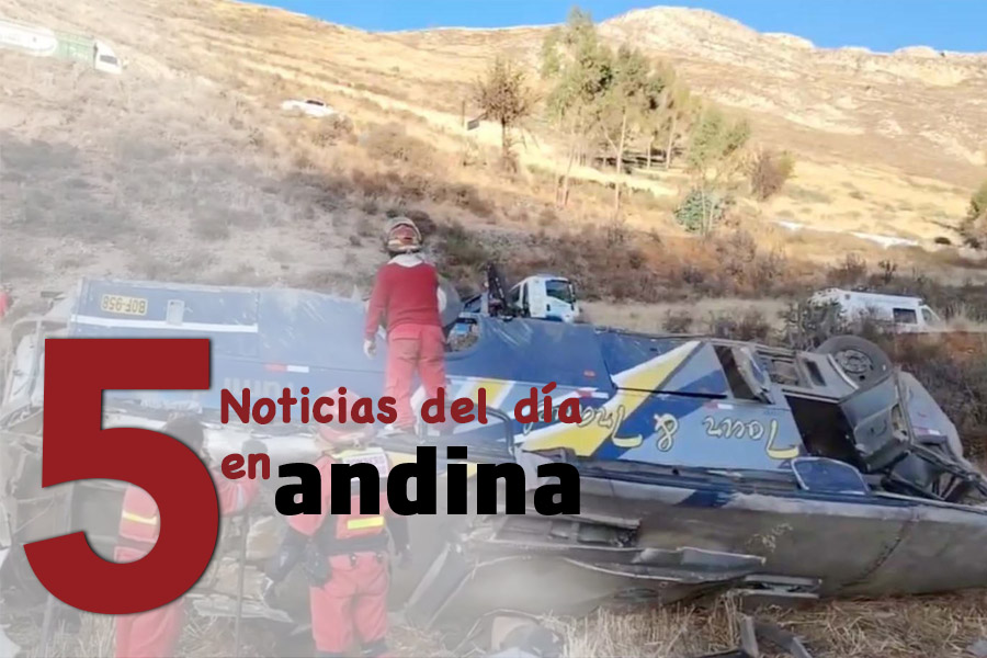 Las 5 del día: PNP intensifica rescate de bus que cayó a abismo en carretera Tarma - La Oroya
